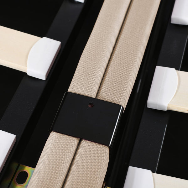 English Elm King Upholstered Hydraulic Storage Bed with Vertical Stripe Headboard, Linen Upholstery, 660lb Capacity Beige SF000285AAA