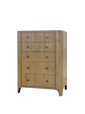 English Elm 5-Drawer Eucalyptus Chest with Soft-Close Drawers, Felt Top & Cedar Bottom, Solid Wood Finish - Light Brown B2699P395386