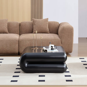 English Elm New Sculptural Fiberglass Coffee Table Low Profile Square Geometric Living Room Accent Black W2085P374161