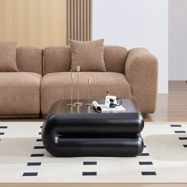 English Elm New Sculptural Fiberglass Coffee Table Low Profile Square Geometric Living Room Accent Black W2085P374161