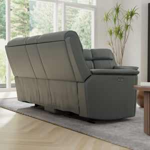 English Elm Oslo Dual Power Reclining Love Seat With Console – Luxurious Sapphire Comfort & Modern Design B339P411568