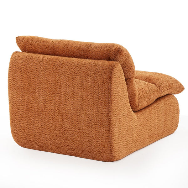 English Elm Upholstered Cocoon Accent Chair Ergonomic Curved Frame Soft Breathable Fabric Lounge Seat Orange T3623P434429