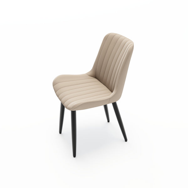 English Elm Set of 2 Armless Pu Leather Dining Chairs Cushioned Seat Brushed Metal Legs Modern Cream W3316P426927