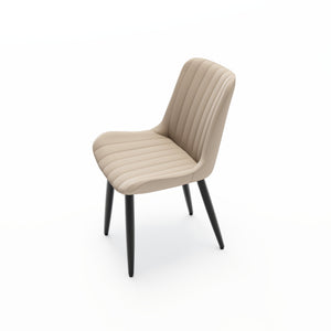 English Elm Set of 2 Armless Pu Leather Dining Chairs Cushioned Seat Brushed Metal Legs Modern Cream W3316P426928