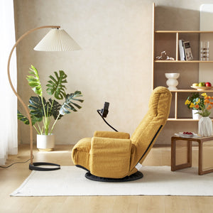 English Elm Adjustable ergonomic gaming lounge chair with 360° swivel, spring seat comfort and phone holder Yellow W244P172638