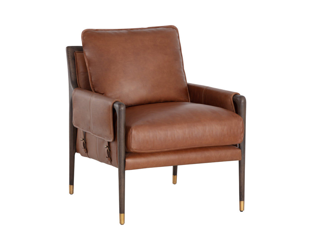 Sunpan Mauti Armchair - Luxurious 100% Bovine Leather with Elegant Wood Frame for Timeless Comfort and Style Brown / Shalimar Tobacco Leather