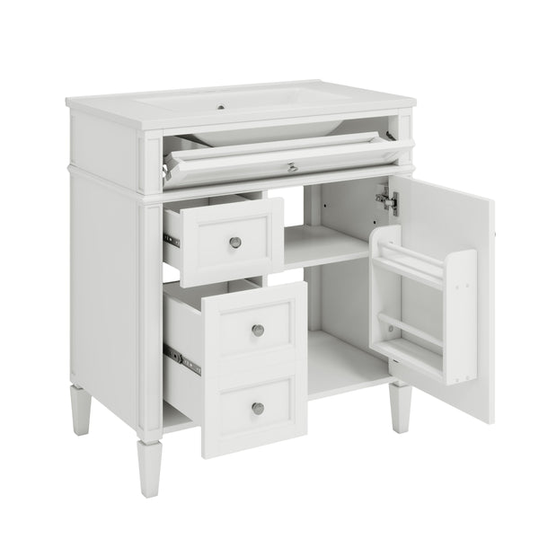 English Elm 30'' Modern Bathroom Vanity With Ceramic Sink, Soft-Close Drawers & Elegant Storage Solutions N710P206904K