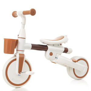 English Elm 7 in 1 Convertible Toddler Tricycle Aluminum Frame Push Trike with Rotating Seat Canopy Ivory N726P300636O