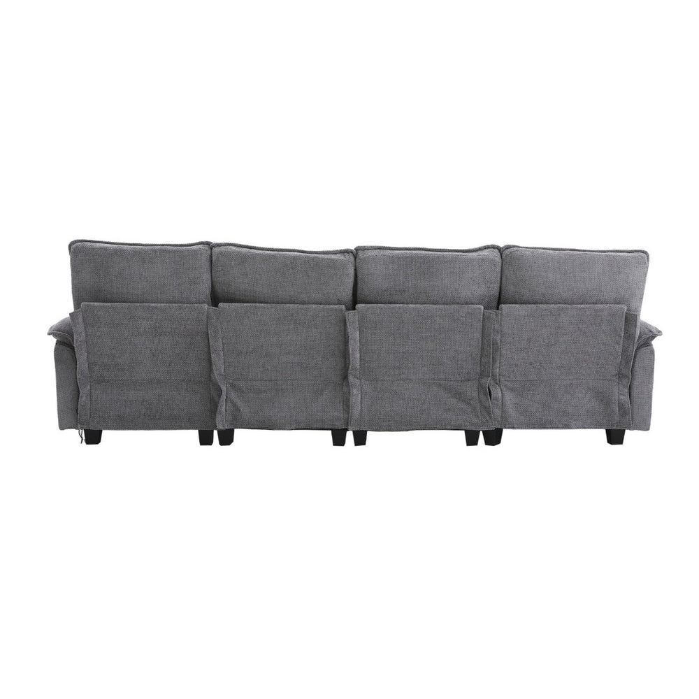 English Elm United U-Shaped Sectional Sofa 106" Cloud Couch - Comfy Chenille, Storage Ottoman, Usb Ports & Pillows W1568S00232-GIGA