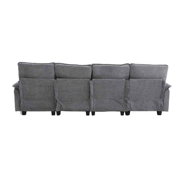 English Elm United U-Shaped Sectional Sofa 106" Cloud Couch - Comfy Chenille, Storage Ottoman, Usb Ports & Pillows W1568S00232-GIGA