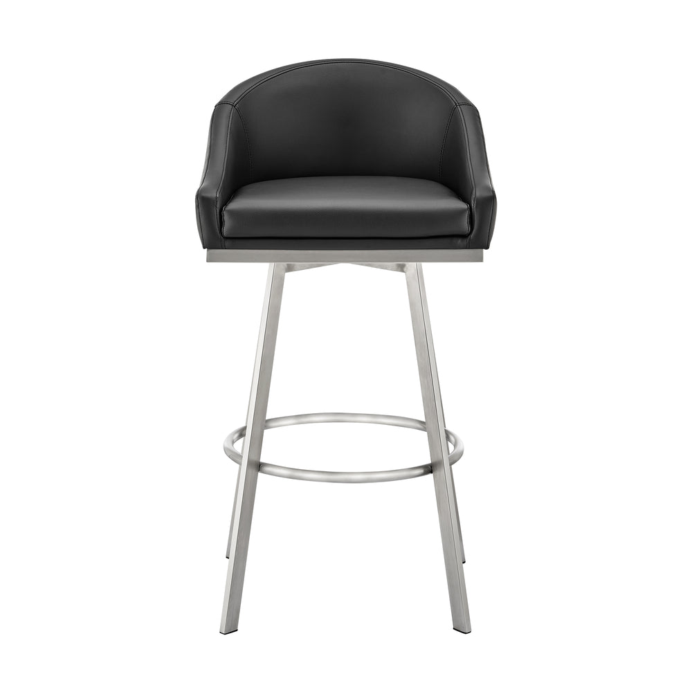 English Elm Eleanor Swivel Barstool Brushed Steel Frame with Faux Leather Seat for Kitchen Island B2736P464828