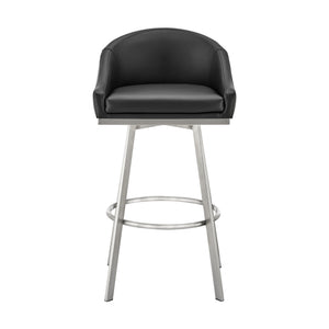 English Elm Eleanor Swivel Barstool Brushed Steel Frame with Faux Leather Seat for Kitchen Island B2736P464828