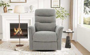 English Elm Manual Recliner Swivel Rocker Boucle Chair with 8-point Massage for Nursery or Living Room Grey N763P363763E