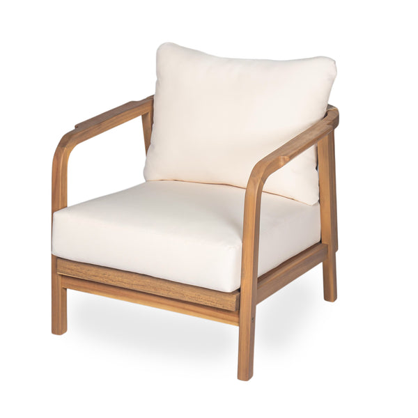 English Elm Christopher Knight Home® - 28" Outdoor Lounge Chair With Woven Backrest, Weather-Resistant Cushions & Solid Wood Frame For Patios N767P255015T