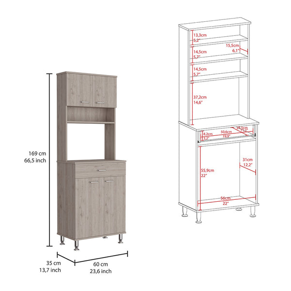 English Elm Della 60" Kitchen Pantry With Countertop - Stylish Light Gray Storage Solution For Compact Spaces B07091841