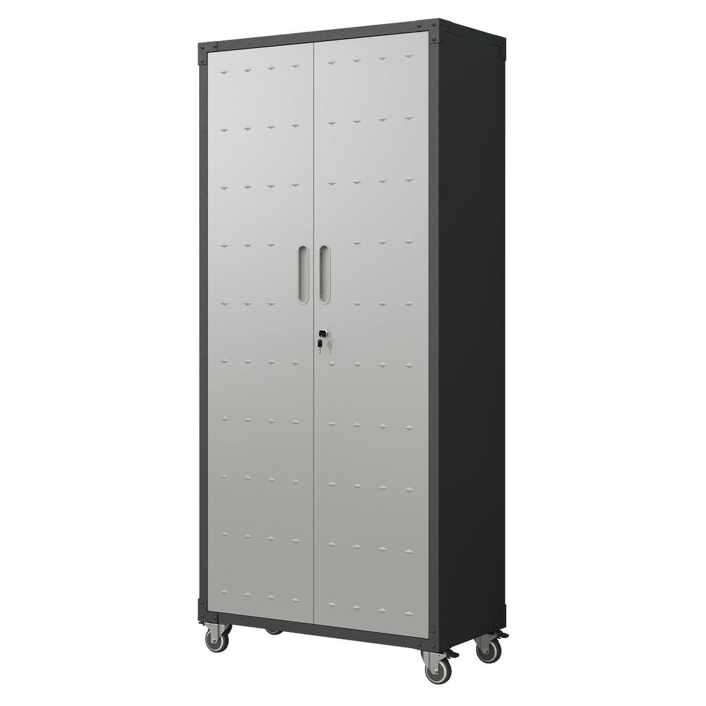 English Elm 71" Steel Garage Storage Cabinet with Locking Wheels Heavy Duty 700 Lb Capacity T2398P222838