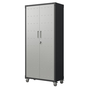 English Elm 71" Steel Garage Storage Cabinet with Locking Wheels Heavy Duty 700 Lb Capacity T2398P222838
