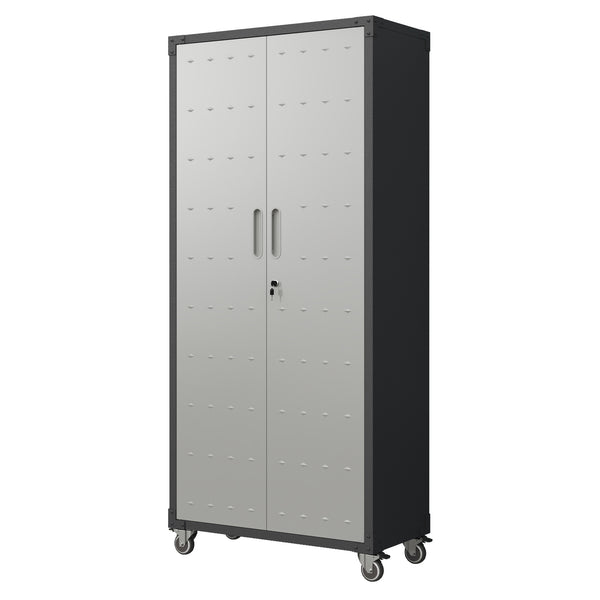 English Elm 71" Steel Garage Storage Cabinet with Locking Wheels Heavy Duty 700 Lb Capacity T2398P222838