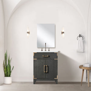 English Elm Black Oak Single Bath Vanity - 24" W X 18" D, Fully Assembled, Soft-Close Doors, Space-Saving Design B2731P260890