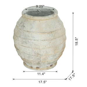 English Elm 17.5x17.5x18.5" Magnesium Round Planter Weathered White Ridged Farmhouse Garden Pot W2078P495296