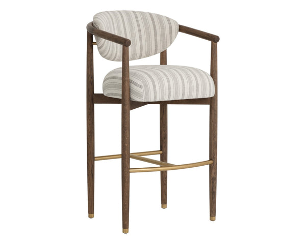 Sunpan SIGRID Barstool - Antique Brown with Gifford Script Upholstery for Stylish Kitchen & Bar Seating 112741