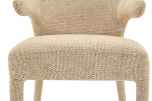 English Elm Modern Chenille Linen Accent Chair Sculptural Hollow Back Swivel Seat for Dining Vanity Khaki W3493P456190