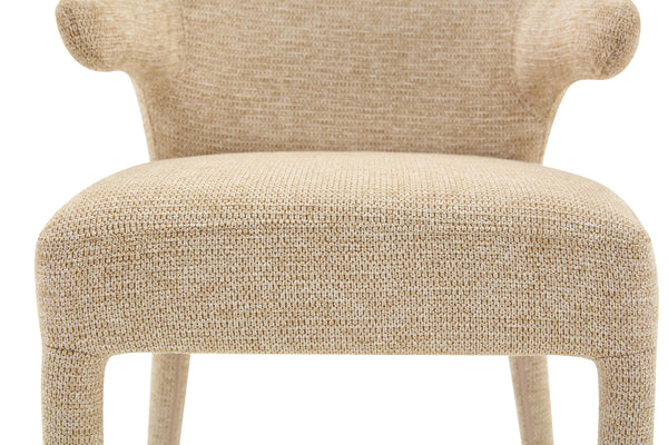 English Elm Modern Chenille Linen Accent Chair Sculptural Hollow Back Swivel Seat for Dining Vanity Khaki W3493P456190