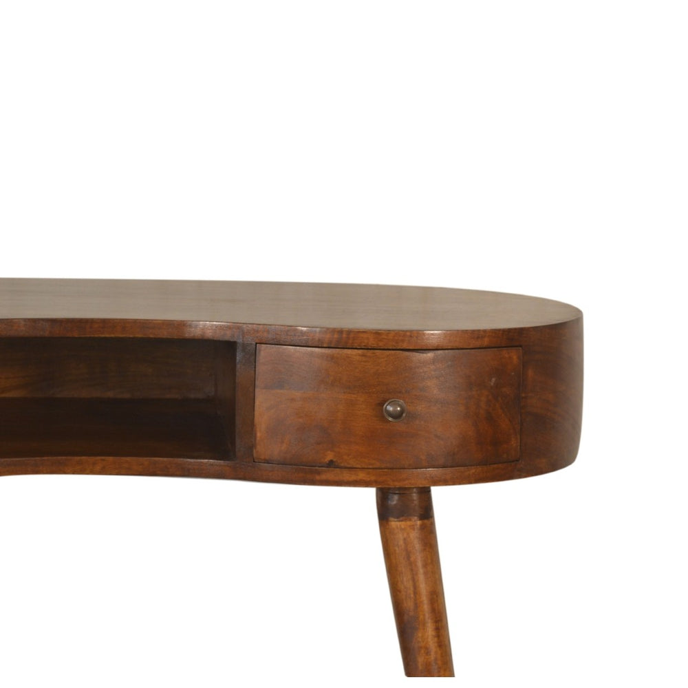English Elm Solid Wood Chestnut Writing Desk – Handcrafted Mango Wood, Nordic Design, 1 Drawer & Open Slot Storage B182P279287-GIGA