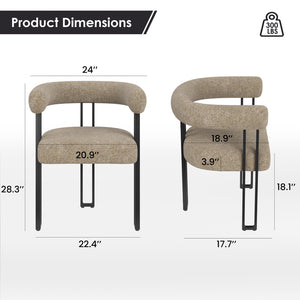 English Elm Counter Height Stools Set of 2 Mid-century Metal Legs Ergonomic Kitchen Island Seating Khaki T3623P432018