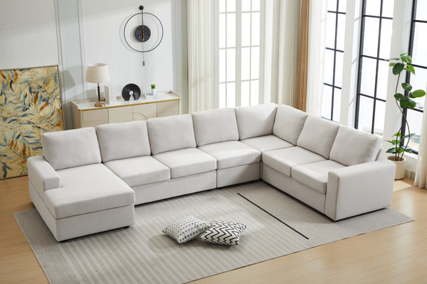 English Elm Large Modular L Shaped Sectional Sofa with Plush Cushions for Contemporary Living B2730S00068