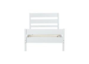 English Elm Twin Minimalist Rubberwood Bed with Headboard & Footboard, Space-Saving Underbed Storage, Durable Slatted Frame White W504P262990