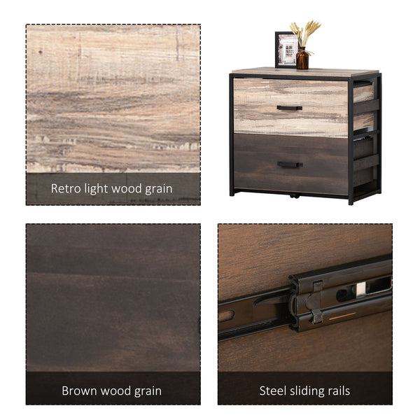 English Elm Vinsetto Industrial Lateral File Cabinet Steel Frame Two Drawer Home Office Storage W2225P217761