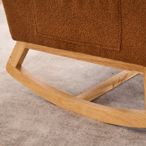English Elm LY-5104 Plush High-Back Rocking Chair with Footrest & Storage Pocket, Ergonomic Foam Cushion for Nursery Caramel W2231P292992