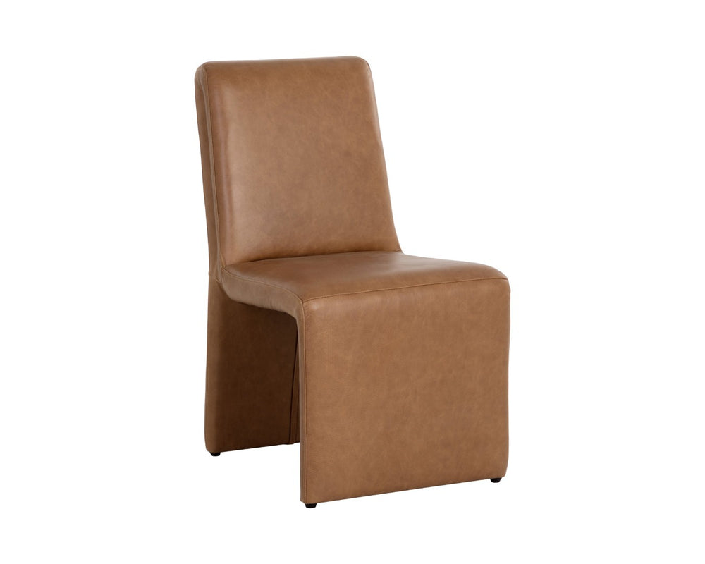 Sunpan CASCATA Dining Chair - Luxurious Marseille Camel Leather with Sculptural Design & Timeless Comfort 111012V