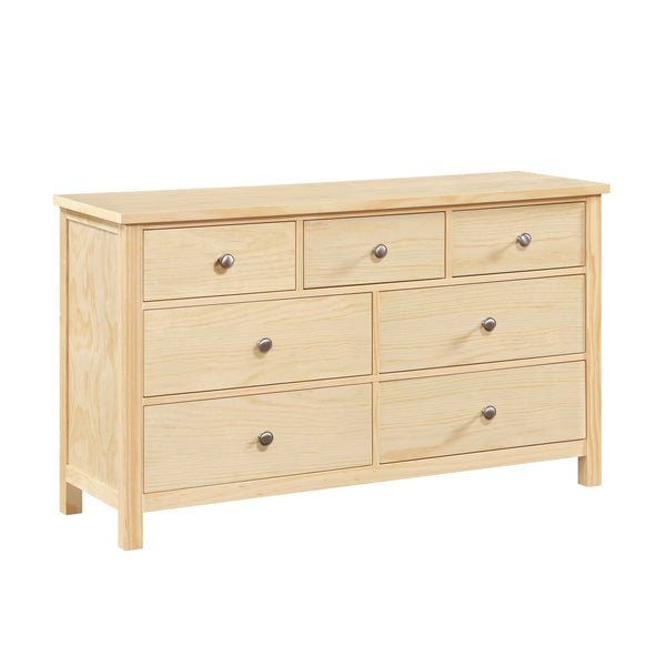 English Elm Transitional 7-drawer Pine Wood Dresser with Chrome Knobs for Master Bedroom B011P473070