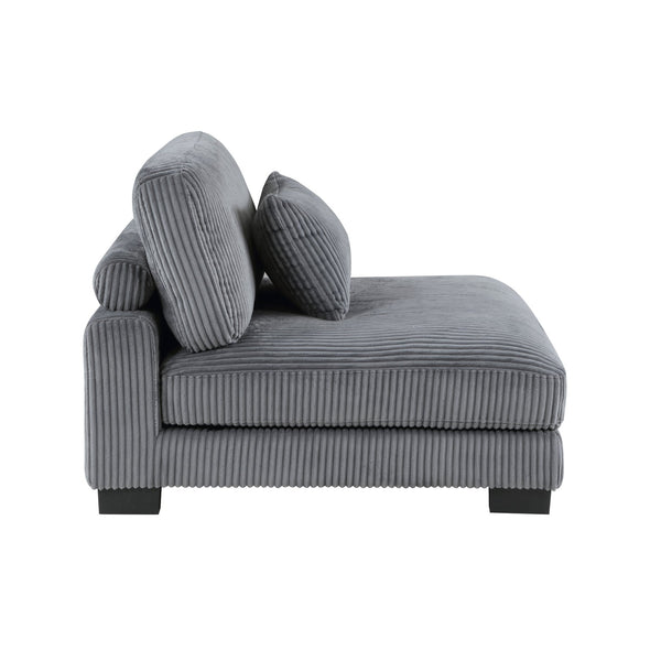 English Elm 1Pc Modern Modular Armless Chair In Plush Gray Corduroy – Versatile Seating With Matching Pillow! B011P220981