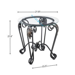 English Elm Tempered Glass Nesting Coffee Table Set Three Piece Elliptical Metal Living Room D665098815