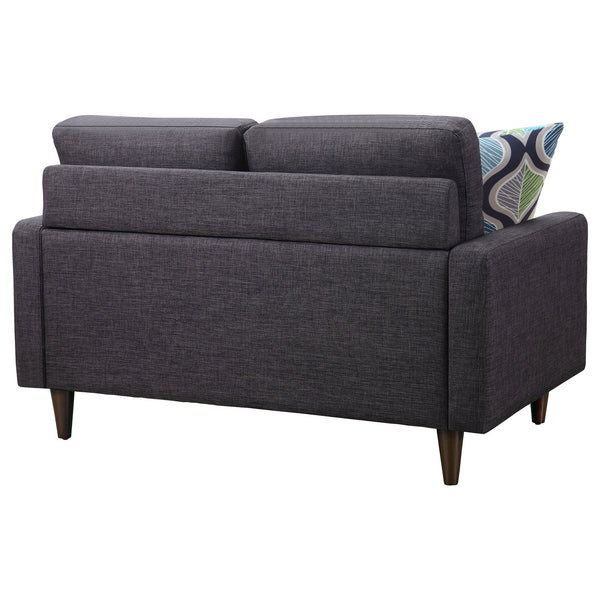 English Elm Gavito Grey Tufted Loveseat with Track Arms — Vintage-Inspired Comfort, Plush Cushions & Sleek Style B062P328607