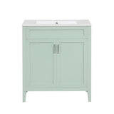 English Elm 30" Bathroom Vanity With Sink, Multi-Functional Bathroom Cabinet With Doors and Drawers, Solid Frame and Mdf Board, Green