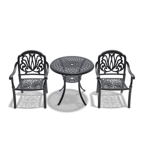 English Elm 3-Piece Elegant Cast Aluminum Patio Set With Brown Cushions – Stylish, Durable, Space-Saving Design W1710S00043