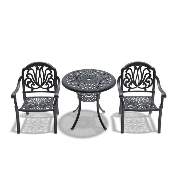 English Elm 3-Piece Elegant Cast Aluminum Patio Set With Brown Cushions – Stylish, Durable, Space-Saving Design W1710S00043