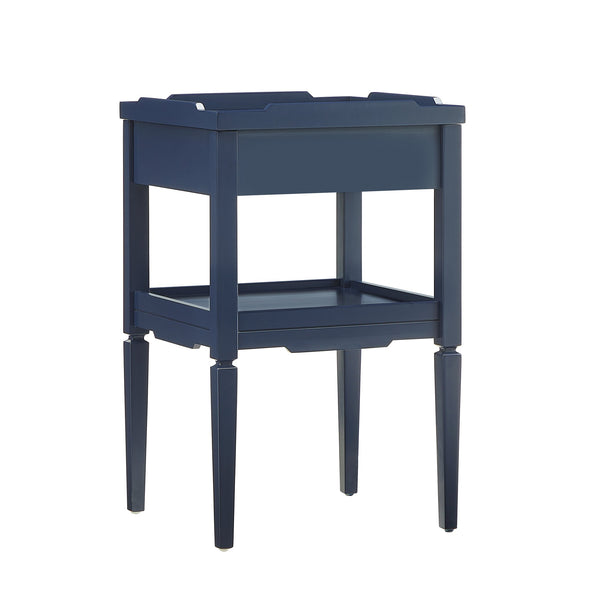 English Elm Foley Midnight Blue 1-Drawer Nightstand with Gold Pull, Tapered Legs, Lower Shelf & Smooth Glides B050P376967