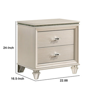 English Elm Nightstand Pearl White Lacquer with Textured Drawers and Clear Acrylic Legs Glam Bedroom B056P416808