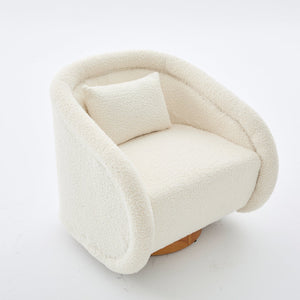 English Elm Swivel Barrel Chair Plush Teddy Fabric Pumpkin Silhouette for Living Room or Bedroom W3244P288825