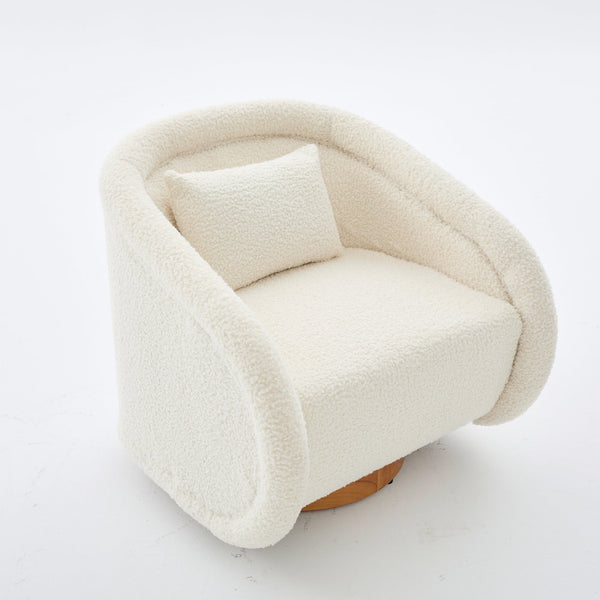 English Elm Swivel Barrel Chair Plush Teddy Fabric Pumpkin Silhouette for Living Room or Bedroom W3244P288825
