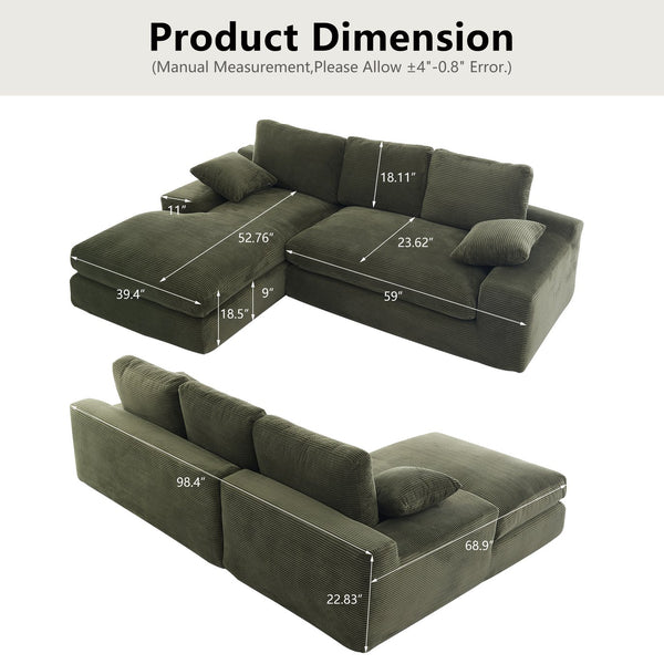 English Elm White Corduroy Compact Sofa Soft Upholstered Seating for Casual Scandinavian Living Rooms W3612S00014