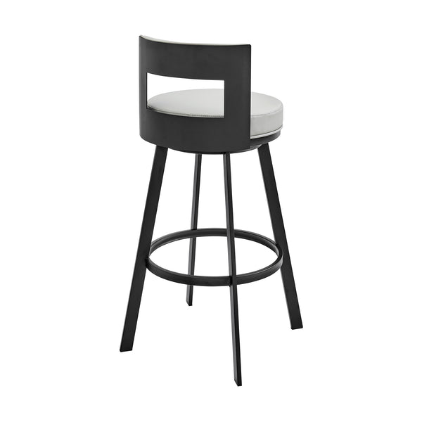 English Elm Flynn Swivel Barstool Faux Leather Cushion Matte Black Frame for Kitchen Island B2736P464829