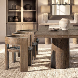 English Elm Soren Reclaimed Elm Sculptural Dining Chair with Wraparound Back Wabi-sabi Craft Brown B2719P474457