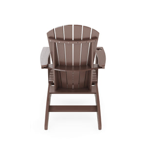 English Elm Adirondack Hdpe Poly Lumber Chair with Cup Holder for Patio Garden Poolside Brown B195P198769