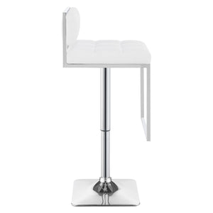 English Elm Alameda Upholstered Adjustable Bar Stool in Chrome & White — Plush Leatherette Seat, U-Footrest Comfort B062P344898